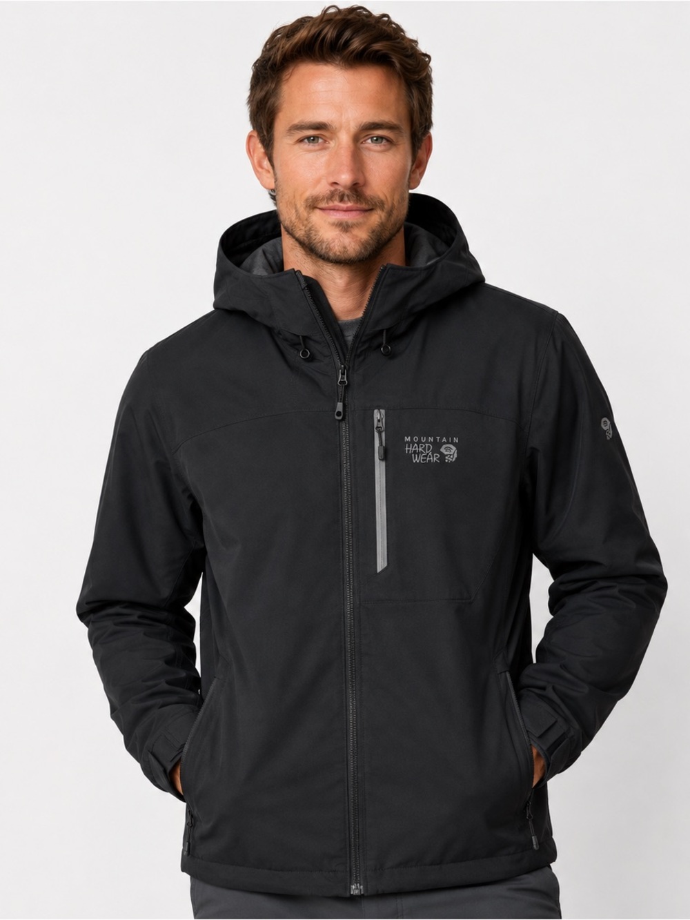 Mountain Hardwear Black Hooded Softshell Jacket Men’s S Lightweight Insulated